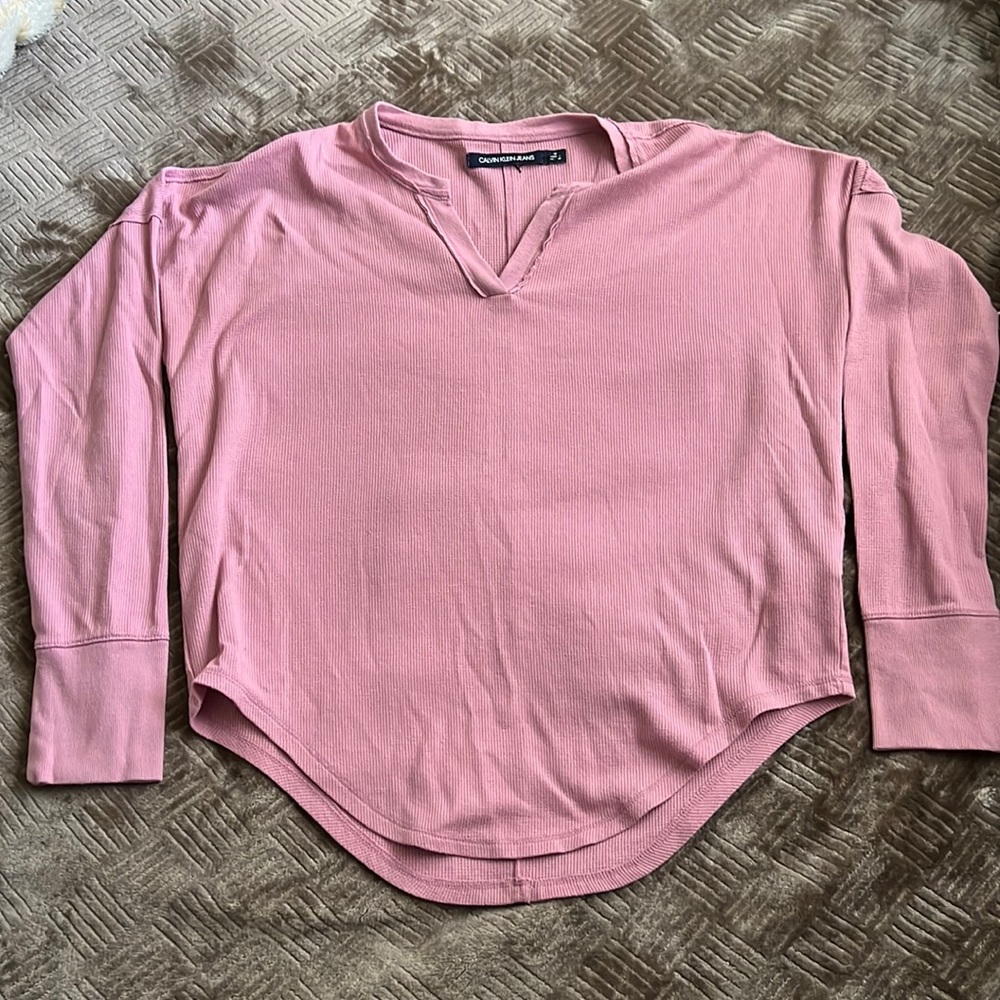Calvin Klein Pink Thermal knit Top size Medium